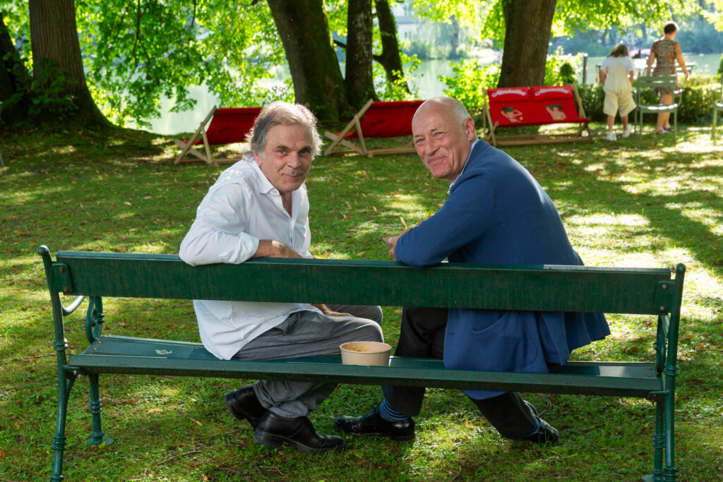 Bereit für die Garden Talks: Festspiel-Intendant Markus Hinterhäuser und CEO Martin Weiss, mit dem Salzburg Global Seminar Hausherr von Schloss Leopoldskron