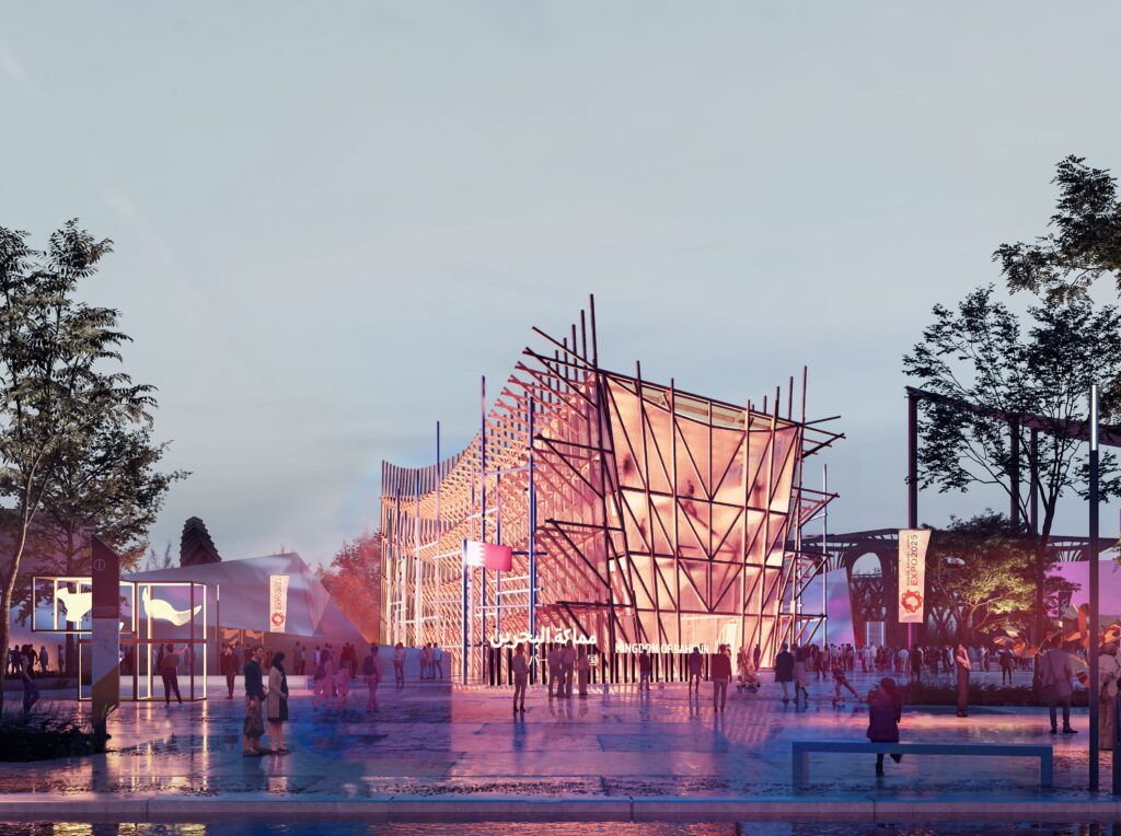 Begeisterte die Besucher: Lina Ghotmehs Entwurf des Bahrain National Pavillon bei der EXPO 2025, Osaka, Japan (Foto: Lina Ghotmeh Architecture)